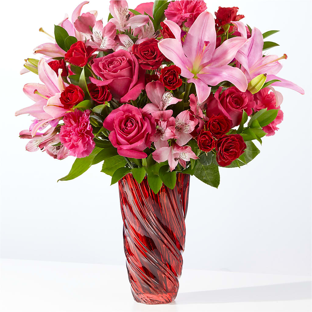In Love Bouquet with Luxe Swirl Vase – BUTTERFLIES & BOUQUETS, Peterstown WV