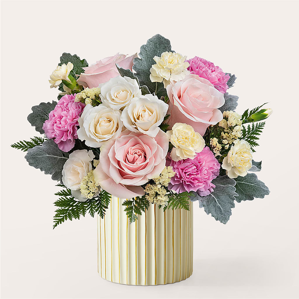 Blissful Moments Bouquet with Ivory Vase – BUTTERFLIES & BOUQUETS, Peterstown WV