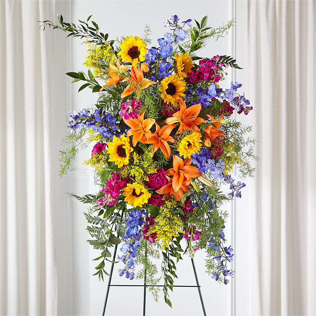 Sunlit Memories Standing Spray (Standard) – BUTTERFLIES & BOUQUETS, Peterstown WV
