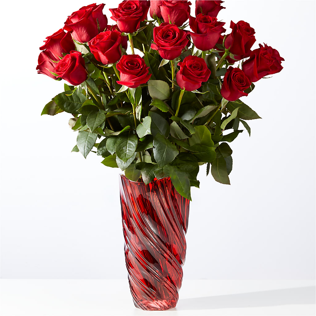 Classic Love Red Rose Bouquet with Luxe Swirl Vase – BUTTERFLIES & BOUQUETS, Peterstown WV