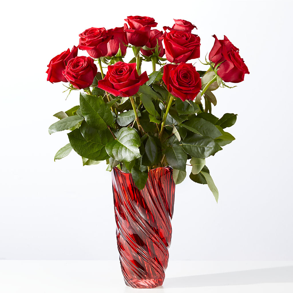 Classic Love Red Rose Bouquet with Luxe Swirl Vase – BUTTERFLIES & BOUQUETS, Peterstown WV