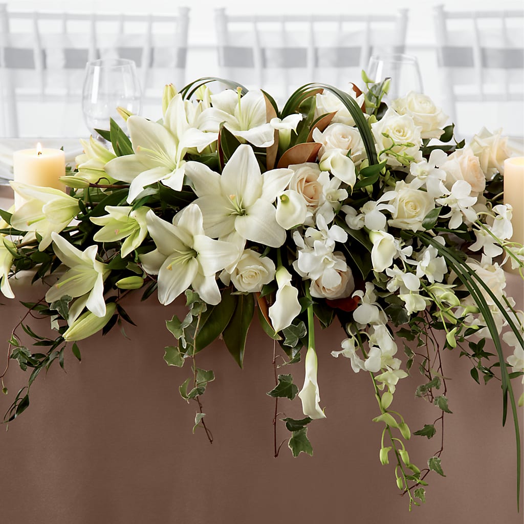 White Linen Arrangement – BUTTERFLIES & BOUQUETS, Peterstown WV