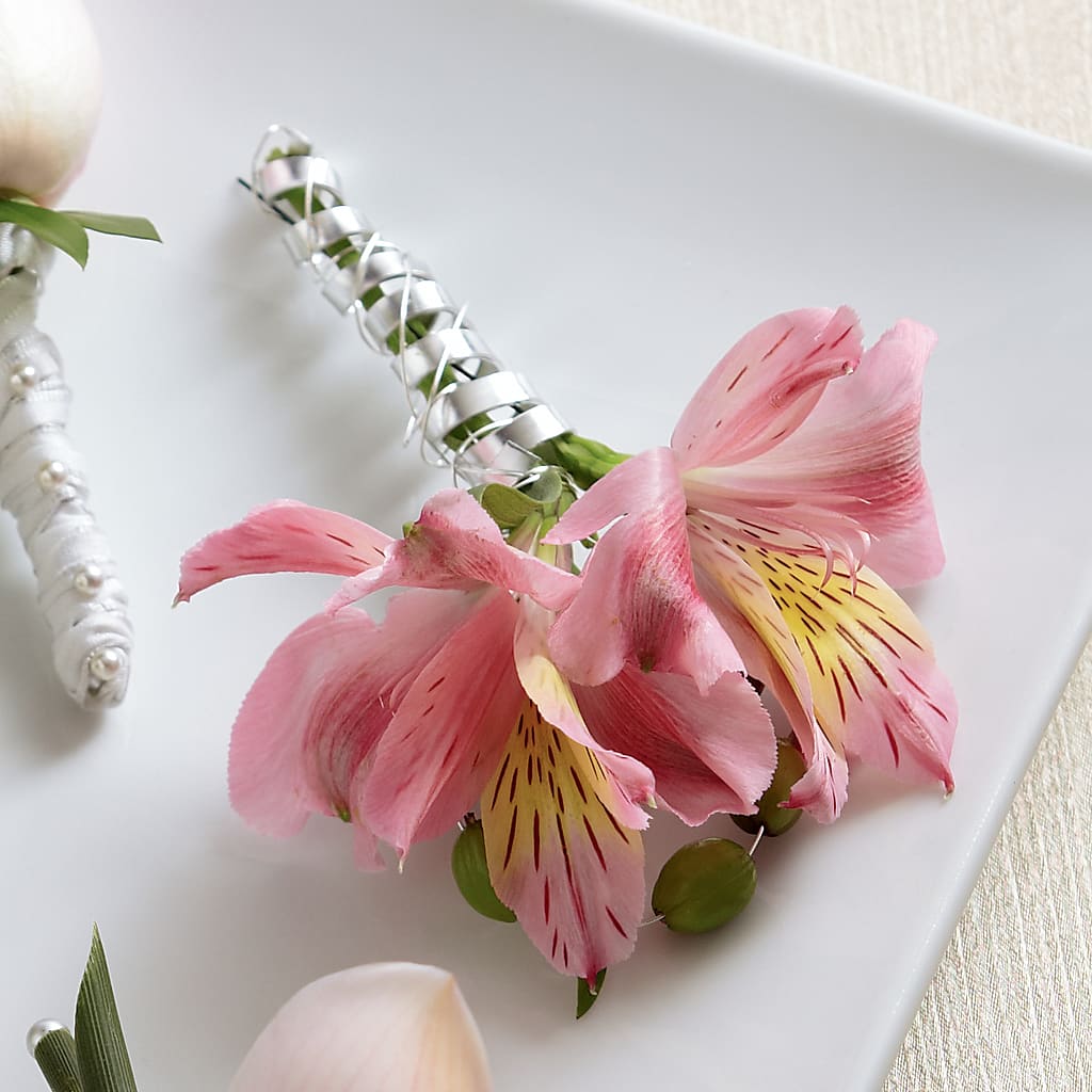 Pink Peruvian Lily Boutonniere – BUTTERFLIES & BOUQUETS, Peterstown WV