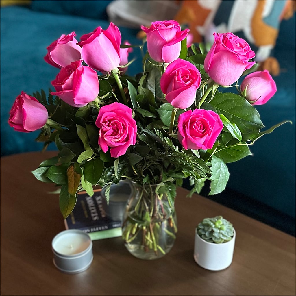 Long Stem Pink Rose Bouquet – BUTTERFLIES & BOUQUETS, Peterstown WV
