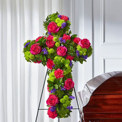 Tribute Rose Floral Cross – BUTTERFLIES & BOUQUETS, Peterstown WV