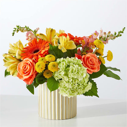 Autumn Sunshine Bouquet with Ivory Vase – BUTTERFLIES & BOUQUETS, Peterstown WV