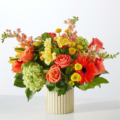 Autumn Sunshine Bouquet with Ivory Vase – BUTTERFLIES & BOUQUETS, Peterstown WV