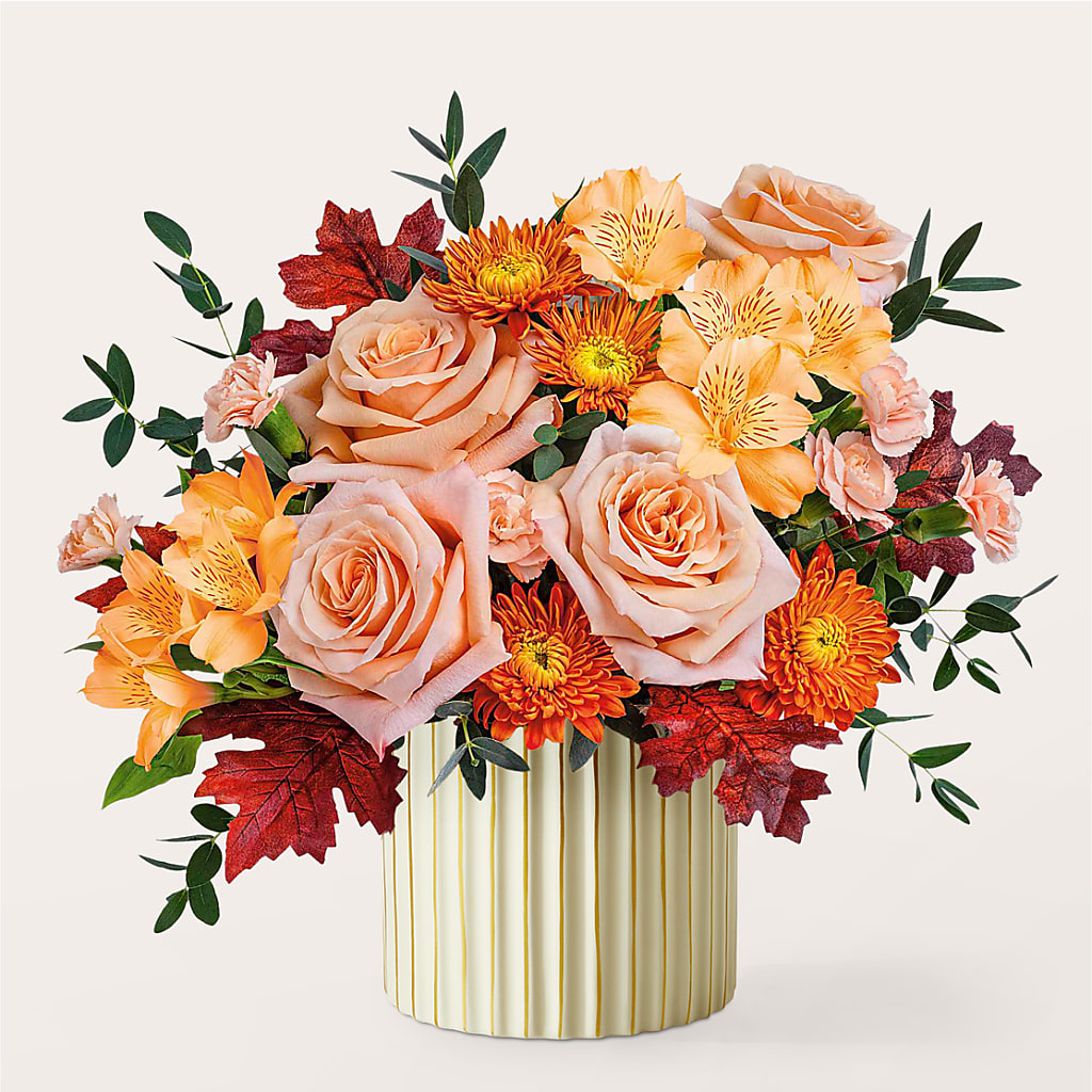 Spiced Latte Bouquet with Ivory Vase – BUTTERFLIES & BOUQUETS, Peterstown WV