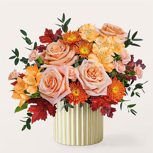 Spiced Latte Bouquet with Ivory Vase – BUTTERFLIES & BOUQUETS, Peterstown WV