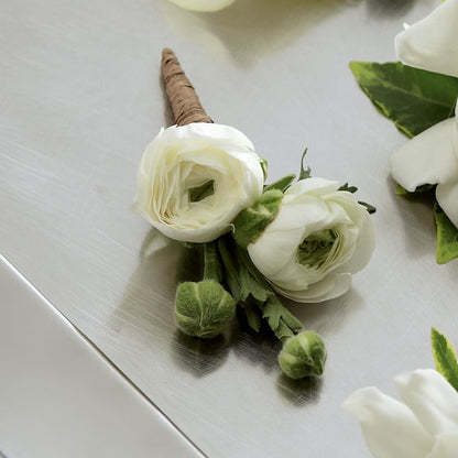 White Ranunculus Boutonniere – BUTTERFLIES & BOUQUETS, Peterstown WV