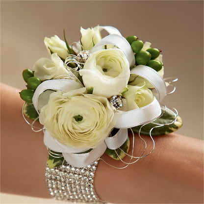 White Wedding Corsage – BUTTERFLIES & BOUQUETS, Peterstown WV